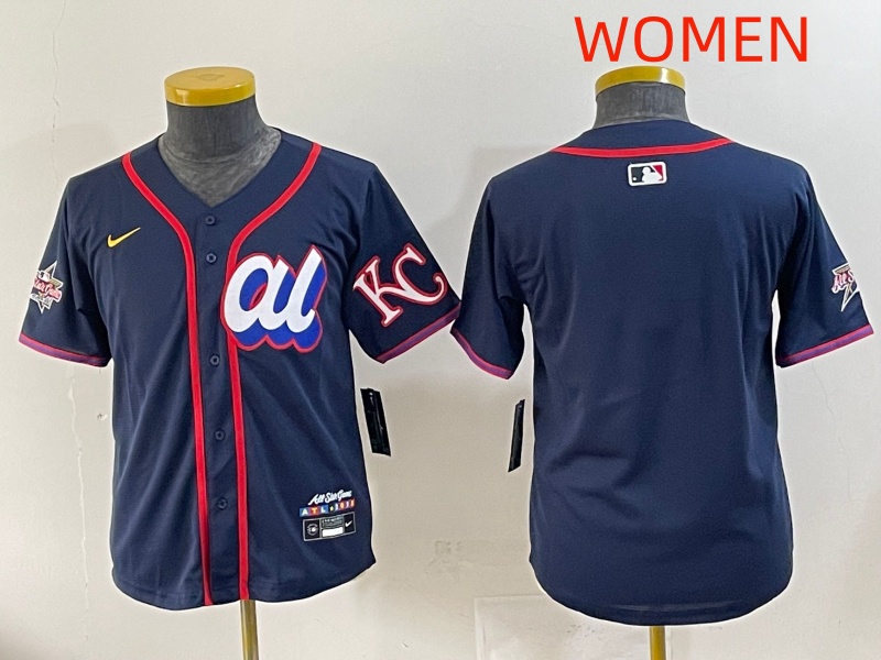 women 2025 Kansas City Royals Blank Drak Blue All star Blank Blue Nike MLB Jersey style 1